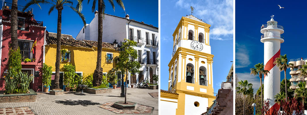 Marbellas gamle bydel og byens fine fyrtårn i Andalusien